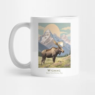 Vintage Retro Moose in Wyoming Grand Teton National Park Poster Mug